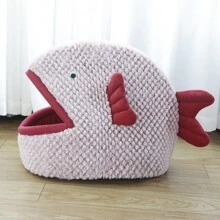 PET FANG FANG 1 chiếc giường mèo hoạt hình hình con cá khép kín, thích hợp cho chó và mèo nhỏ, thảm cho thú cưng Four Seasons - Nhiều màu - Xem 3