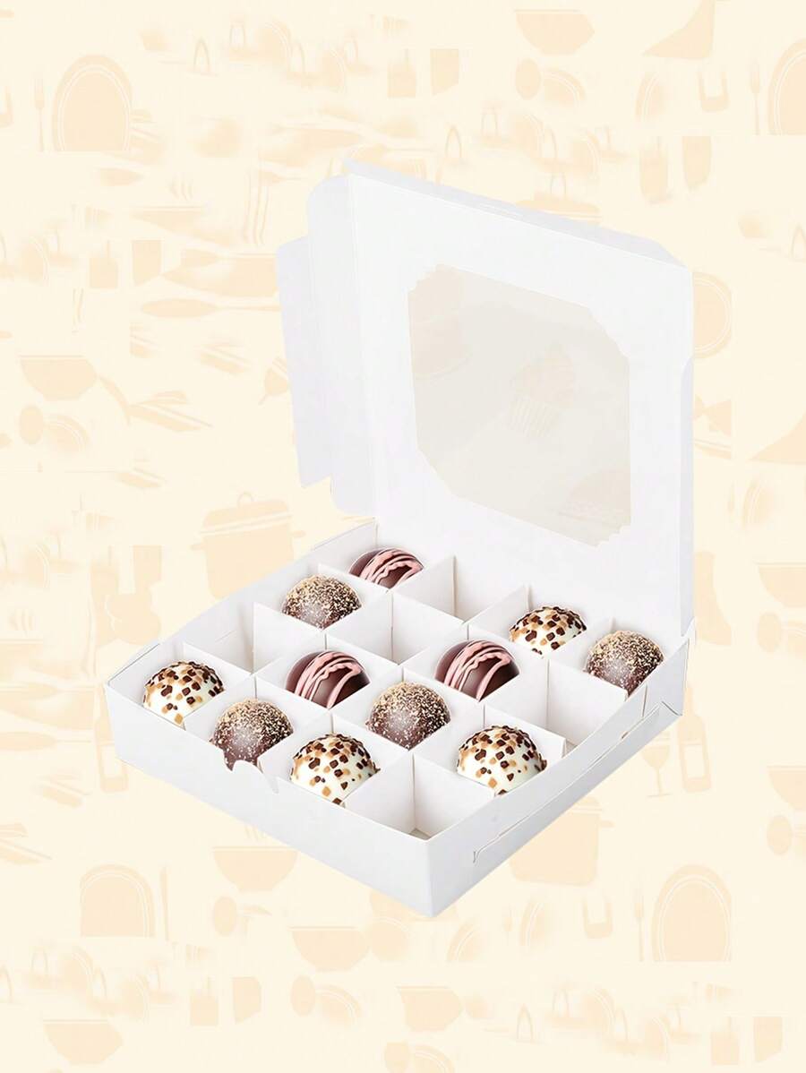 5 piezas/10 piezas Cajas de hornear transparentes con ventana, caja de postres, caja de pastelería, caja de regalo, fácil y conveniente, para contacto con alimentos, se pueden mezclar y ensamblar dulces, chocolates, perfectas para celebraciones y hornear en casa