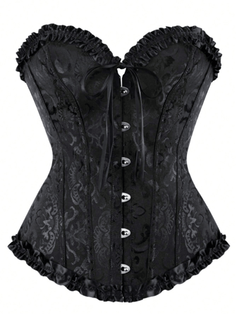 Women's Corset, Floral Print Strapless Corset Corset, European And American Court Corset, Women's Retro Style Corset Top, Sexy Lace Floral Waist Shaping Corset Top, Belly Control Skinny Corset Top, Belly Control Lacing Slim Body Shaper, Corset Bridal Dress Sexy Corset Waistband Waistcoat, Suitable For Wedding Dating Clothing Party Photography Valentineswomen Corset Belt Accessories For Ladies For Dress Western Cowboy Cowgirl Country Wear Vintage Black Belt