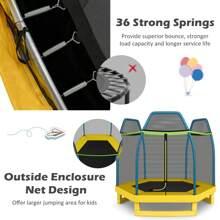 Lifezeal 7FT Kids Trampoline Outdoor Indoor Recreational Bounce Jumper Yellow/Green/Blue/Orange/Pink - Yellow - View 6