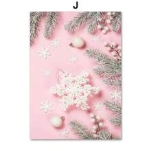 1 件圣诞粉色树雪人墙壁艺术帆布画北欧海报和印刷品客厅卧室家居装饰壁画无框架 - 彩色 - 查看 60