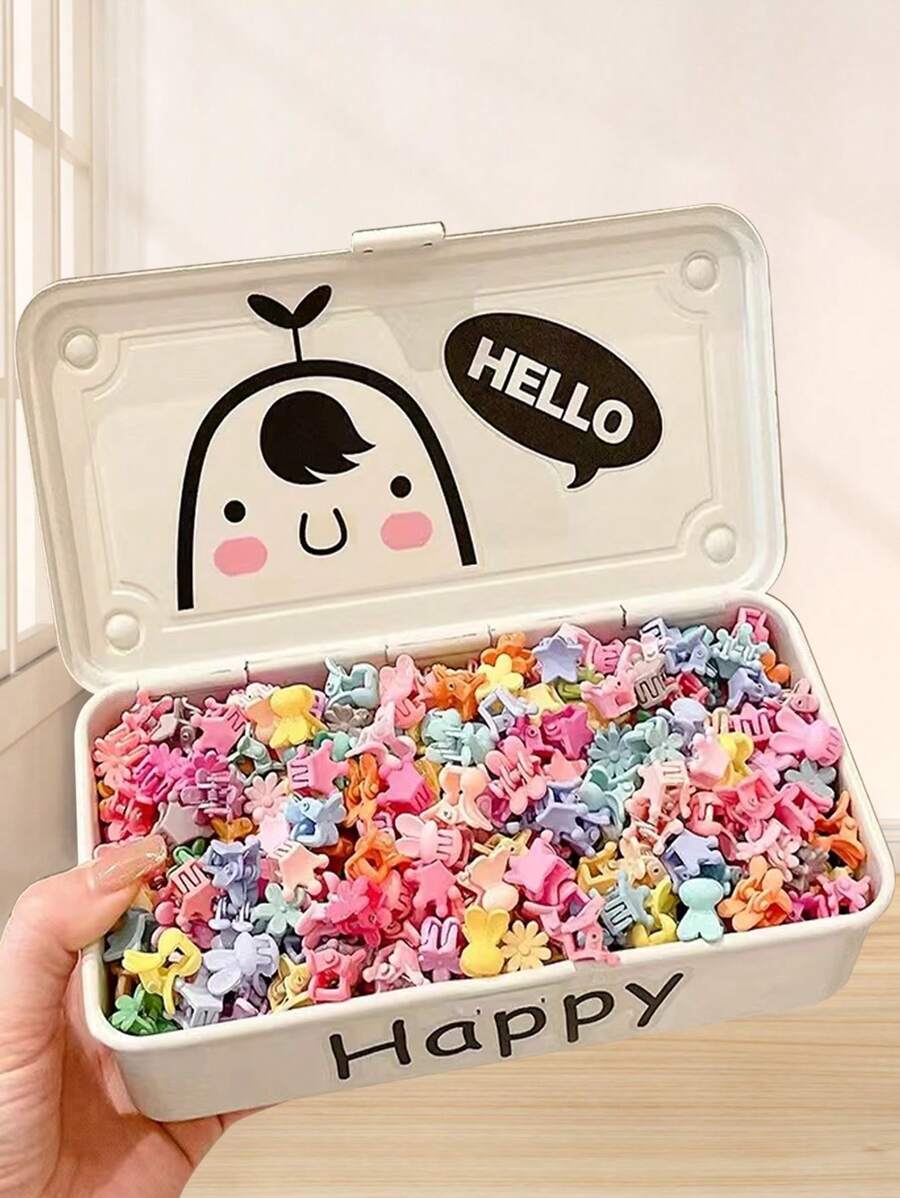 50 CÁI Kẹp tóc hình trái tim thỏ hoạt hình nhiều màu cỡ nhỏ dễ thương cho bé gái, Dòng sản phẩm đàn hồi, Thích hợp cho trẻ sơ sinh, bé gái và bé gái để trang trí tóc - Nhiều màu - Xem 1