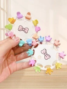 50 CÁI Kẹp tóc hình trái tim thỏ hoạt hình nhiều màu cỡ nhỏ dễ thương cho bé gái, Dòng sản phẩm đàn hồi, Thích hợp cho trẻ sơ sinh, bé gái và bé gái để trang trí tóc - Nhiều màu - Xem 8