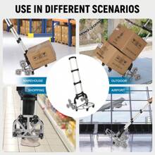 GOCAPTAIN Stair Climbing Cart Portable Folding Cart 180lbs Capacity Dolly Cart Multipurpose Hand Truck Lightweight Trolley Cart With Telescopic Handle 10 Wheels 2 Ropes For Warehouse Shopping Moving Office Use - 黑色 - 查看 7