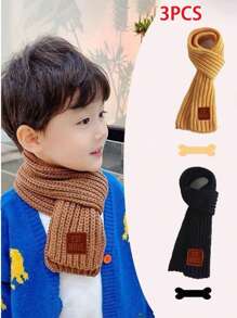 Children's Knitted Scarf For Autumn/Winter, Warm Korean Style Knitted Scarf For Boys & Girls, Baby Neck Warmer - Multicolor - View 24