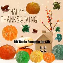 4 件南瓜烛台硅胶模具套装，枫叶形硅胶模具，3D 南瓜硅胶模具，适用于环氧树脂制作感恩节万圣节 DIY 礼物和家居装饰 - 彩色 - 查看 7