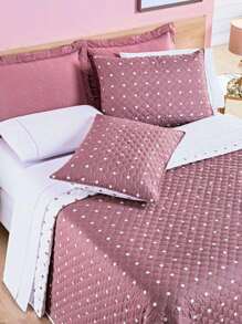 3-Piece King/Queen/Double/Single Bedspread In 200 Thread Count Percale Fabric And Quilted - Petit Poá - Rosa Oxidada - Ver 3