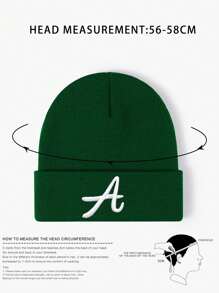 1顶男女通用Y2K风格刺绣字母A针织帽，适合户外、休闲、冬季通勤等多种场合。 - 針織帽 - 查看 7