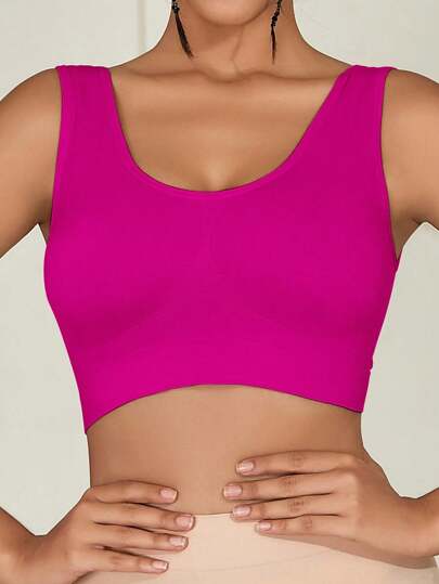 Women Seamless Com Tafel Single Layer Thin Removable Pad Sports BH view 4