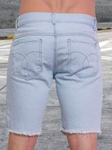 Kit 3 Ripped Bermuda Jeans Shorts Light Color Red White High Quality With Elastane Sport Factory Store - Nhiều màu - Xem 6
