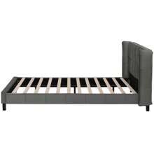 okwish Lit capitonné 140 x 200, 180 x 200, 160 x 200 cm avec sommier à lattes, lit double, lit jeunesse avec grande tête de lit, lit double classique, velours (sans matelas), gris