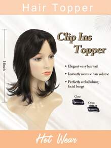 Tóc giả nhiều lớp dài 14 inch cho phụ nữ Tóc giả bằng tóc tổng hợp cho phụ nữ tóc mỏng Tóc giả sợi đen Tóc giả cho phụ nữ có mái - Dark Brown - Xem 3