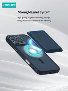 Koolife 1pc Magnetic Wireless Charging Full Body Protective Case With Lens Protection, Shockproof TPU+PC Matte Finish Compatible With IPhone 17 ProMax/17/17 Pro/17 Air/16/16 Pro/16 Plus/16 ProMax/11/11 Pro/11 ProMax/12/12 Pro/12 ProMax/13/13 Pro/13 ProMax/14/14 Pro/14 ProMax/14 Plus/15/15 Pro/15 Plus/15 ProMax - Navy Blue + Magnetic Card Holder - View 3