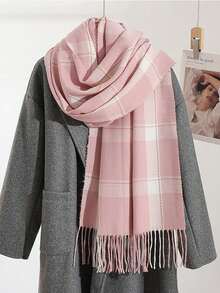 1 件男女通用经典印花沙滩巾，时尚超大保暖围巾，厚格子大手帕，户外奢华披肩，彩色矩形流苏围巾，适合所有季节 - 多色 - 查看 10