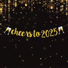 1 套，再见 2024 你好 2025 新年 DIY 闪光横幅金色闪光悬挂彩旗花环用于新年前夜装饰 2025 新年快乐装饰、NYE 派对用品、闪光再见 2024 装饰 - 彩色 - 查看 5