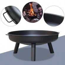 Joparri Feuerschale Ø 80 cm , Flammlachs inkl. Edelstahlhalterungen, Große Feuerstelle für den Garten, Terrasse, Party