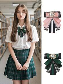 纯手工打造的女士香氛领花蝴蝶结。多层蝴蝶结搭配璀璨水钻配饰，更显高端、高贵、可爱。黑色和粉色的领花蝴蝶结。 - 彩色 - 查看 7