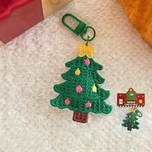 1 件圣诞系列吊坠可爱编织钥匙扣卡通吊坠百搭麋鹿圣诞老人包包装饰 - 彩色 - 查看 11