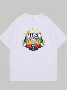 Santa Claus Printed T-Shirt Cool Men's Fashion Casual Unisex Blouse Comfort Premium Print - White - View 3