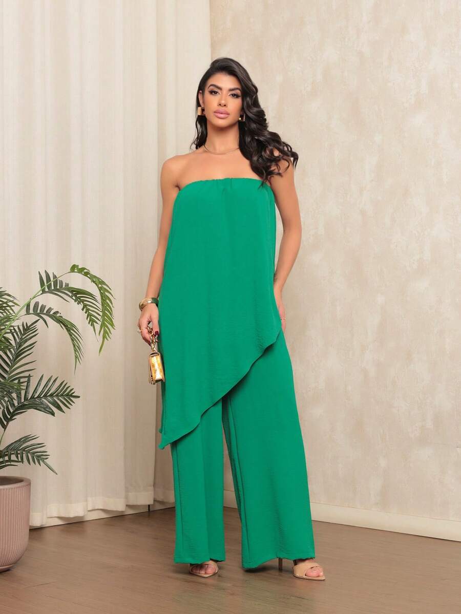 Women's Bandeau Jumpsuit - 綠色 - 查看 1