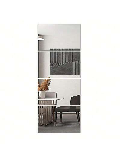 Bộ 6 miếng dán tường gương không vỡ, gương toàn thân bằng acrylic cho phòng ngủ, phòng tập thể dục tại nhà, phòng tắm (kèm băng dính hai mặt)