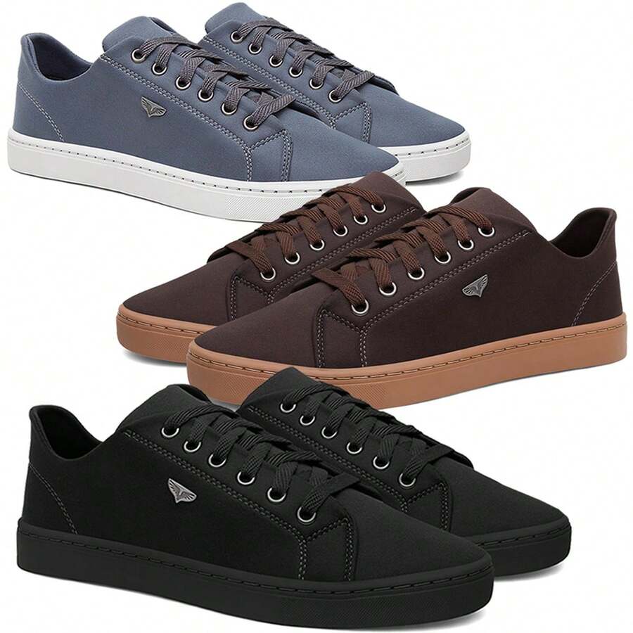 Kit 3 Men's Casual Sport Sneakers, Thin And Stylish, Premium Line, CHEAPEST PROMOTION - 黑色 - 查看 1
