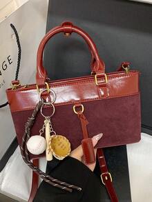 复古磨砂手提包女士手提包新款时尚潮流小众休闲单肩斜挎包多功能 - 紅色 - 查看 6