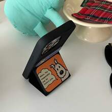 磁性翻盖折叠支架全保护狗插图手机壳兼容 Iphone 16 Pro Max / 15 Pro Max / 14 Pro / 13 - 黑色 - 查看 6