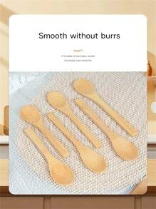 1件/5件/10件天然木勺，竹蜂蜜勺，儿童勺，咖啡搅拌棒，果酱竹勺 - 棕色 - 查看 13