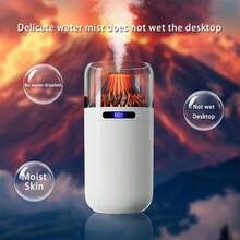 DUTRIEUX 1 máy tạo độ ẩm không khí mini cầm tay 360ml, đèn ngủ màu núi lửa, máy tạo độ ẩm phun sương lạnh siêu âm cho phòng ngủ, ô tô, văn phòng - phích cắm USB Type-C DC5V, 3 chế độ phun sương, phun sương lạnh và đèn ngủ nhiều màu sắc giúp không khí trong phòng luôn trong lành và ẩm ướt - màu đen - Xem 2