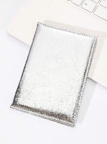 1pc Passport Cover, PU Material Glitter Litchi Pattern Letter Design Passport Holder For Couple Outdoor Travel Flight