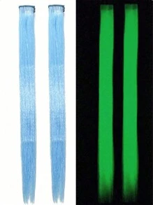 10/20 sztuk Luminous Clip-In Syntetyczne Przedłużki Włosów 20 Calowe Kolorowe Fluorescencyjne Świecące W Ciemności Neonowe Dodatki Do Włosów, Łatwy W Noszeniu Projekt Klipsa, Gładka I Miękka Tekstura Codzienny Modny Akcesorium Damskie Na Imprezy Halloween Nowy Rok