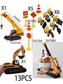 11PCS Mini Construction Vehicle Cake Decoration Set Truck Cake Decoration Construction Birthday Party Supplies 6 Construction Truck Toys 5 Road Sign Decorations,Christmas