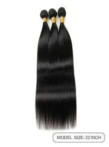 3 件黑色长直发束，14 英寸 16 英寸 18 英寸 22 英寸 26 英寸合成假发天然黑色直发合成接发三束适合女性日常佩戴或 - 黑色 - 查看 7