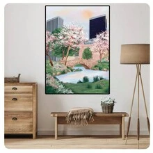 1 件纽约书店艺术印刷品中央公园季节夜晚海报帆布画墙壁艺术图片咖啡馆家居装饰，无框架 - 彩色 - 查看 5