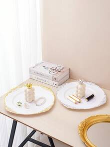 1 件珠宝收纳托盘，带清洁棉签和牙签架，装饰性皇冠设计珠宝展示托盘，圣诞家居装饰，装饰，圣诞节，餐桌装饰，木托盘，老钱风格，花瓶，盘子，木托盘，盘子，咖啡桌，装饰托盘，餐桌装饰，家居装饰品，黑色装饰品，沙发扶手托盘，家居装饰托盘，黑色家居装饰，客用浴室必需品，可爱耳环，盘子 - 彩色 - 查看 2