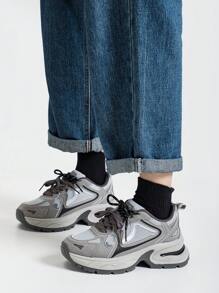 Alan Vincent[City Sneaker Series]Grey Sneakers Shoes Women 2025 New Thick-Soled Sports Shoes For Women Comfortable And Fashionable Running Shoes Height Increasing Casual Sneakers Women Outdoor  Shoes Ladies Shoes Breathable Mesh