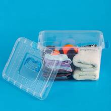 1PC, PP Plastic Square Semi-Transparent Portable Medicine Box, Snacks, Toys And Sundries Storage Box, Cosmetics Storage Box, Desktop Storage Box, Stationery Storage Box SURPRISE COLOR - M - View 4