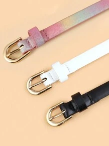 3 件装儿童新款弹力细腰带，高品质 PU 流苏装饰腰带，适合牛仔裤、连衣裙