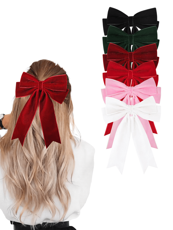 1/6 Packs Of Velvet Bow Hair Clip Ribbon Accessories Ponytail Stand Hair Bow For Women Girls Autumn And Winter Warm Suede Material Is Suitable For Daily Parties And Travel Wear Claw Clips Hair Slide Hair Barrettes