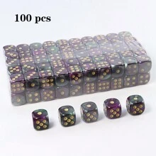 100pcs Colorful Marble D6 Acrylic Round Corner Dice, Premium Durable Dice, Suitable For Games, Math, And Classroom Teaching (12mm) - Multicolor - View 14