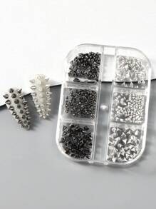 6Grids Rebites Metálicos Pregos Arte Unhas Encantos 3D Estilo Punk Rock Metal Cone Picos Na Unha Menina Legal Decoração De Unhas Manicure Peças
