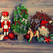 30 件圣诞迷你皮革蝴蝶结、水牛格子蝴蝶结、缎带蝴蝶结、农舍装饰品、3 种颜色混合，用于 DIY 圣诞树装饰、圣诞节 - 多色 - 查看 9