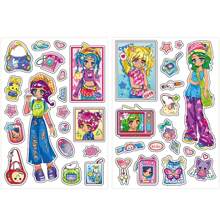 2 件/套复古合成纸贴纸，千禧霓虹主题剪贴簿贴纸 - 彩色 - 查看 14