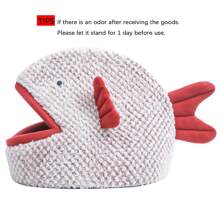 PET FANG FANG 1 chiếc giường mèo hoạt hình hình con cá khép kín, thích hợp cho chó và mèo nhỏ, thảm cho thú cưng Four Seasons - Nhiều màu - Xem 9