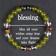 手工制作的能量平衡手链，配有 8 毫米天然虎眼石和水晶珠 - 珠宝礼物 - 彩色 - 查看 6