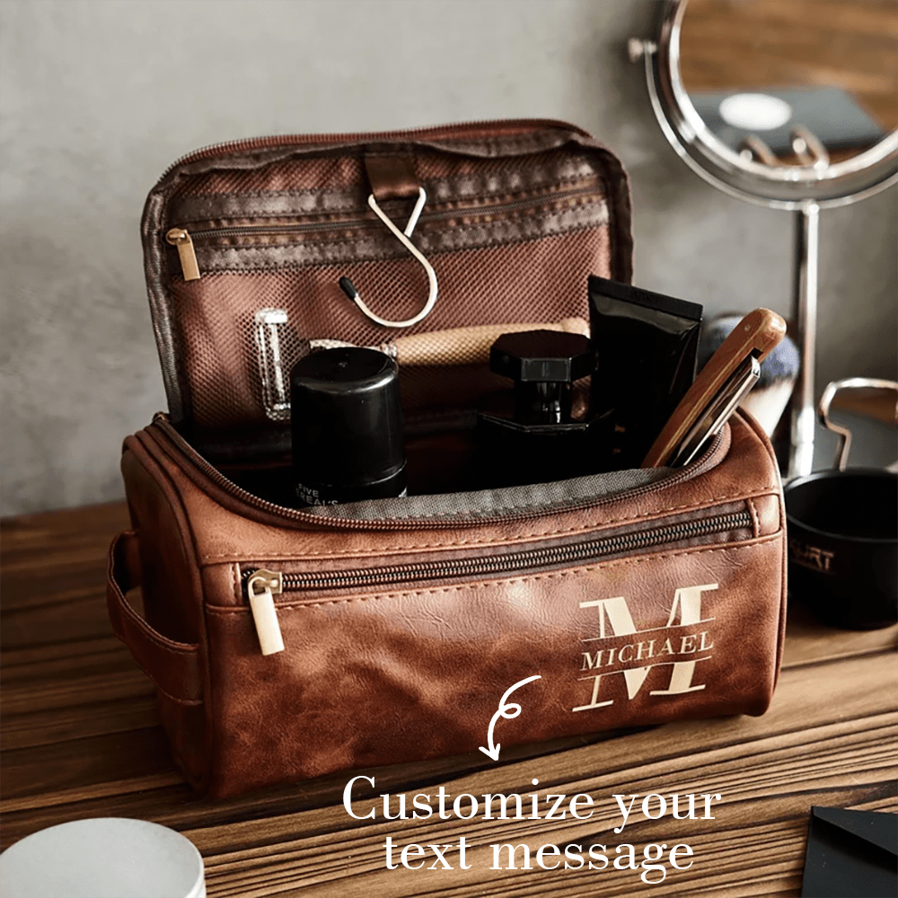 Personalized Men's Leather Toiletry Bag, Groomsmen Gifts, Dopp Kit Men's Leather Accessory, Anniversary Gift For Him, Christmas Gift For Men Letter Portable,Multifunction,Versatile,Large Capacity,Functional,Practical,All-Purpose Contracted,Vacay Vibes/Vacation,Minimalist,Leisure,Preppy,Business Casual,Commuting Personalized,Custom,Customized Personalized Gifts For Women,Crossbody Bag/Cross Body,Travel Bag,Shoulder Tote Bag Girlfriend,Family,Friends,Women, Rookies & White-Collar Workers For Anniversaries,For Birthdays,For Holiday/ Vacation,For School,For Business/Commute/Work/Office