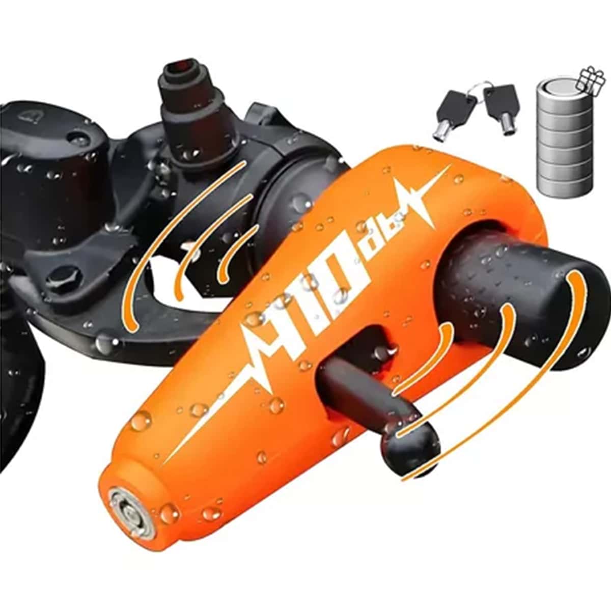 Alarma Motocicle Impermeable Freno Acelerador Candado Coral - Naranja Coral - Ver 1