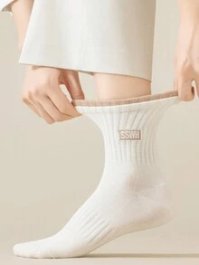 7 đôi tất dài đến giữa bắp chân cho nữ, thiết kế màu trơn và khối màu - Nhiều màu - Xem 2
