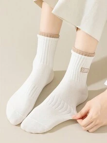 7 đôi tất dài đến giữa bắp chân cho nữ, thiết kế màu trơn và khối màu - Nhiều màu - Xem 9